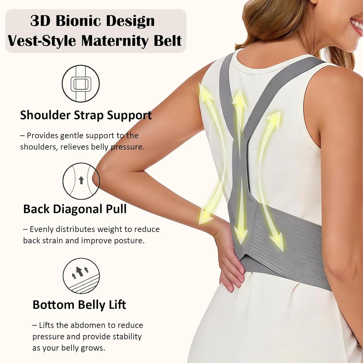 Pregnancy Belly Bands for Pregnant Women, Maternity Pregnancy Support Belt | Maternity Band with Adjustable Straps (Beige, M)
