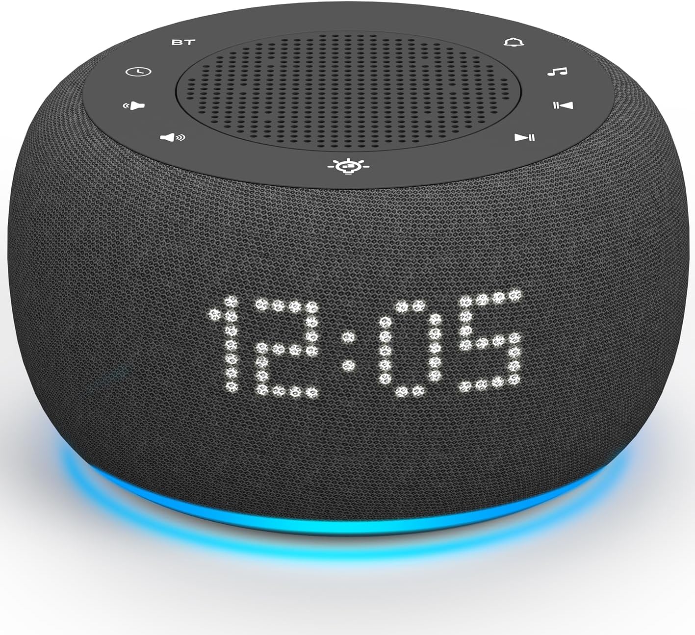 Alarm Clock with Sound Machine for Bedrooms – 2-in-1 White Noise Machine for Sleep, Gentle Wake-Up with Soft Alarm Sounds, Ambient Night Light, Plug-in, Sleep Better, Wake Gently