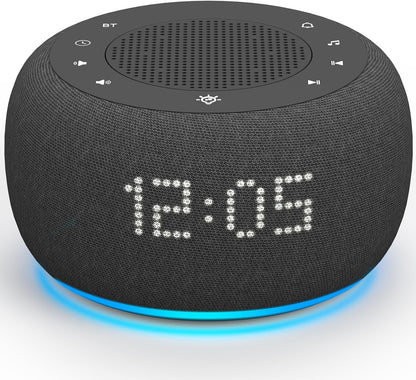 Alarm Clock with Sound Machine for Bedrooms – 2-in-1 White Noise Machine for Sleep, Gentle Wake-Up with Soft Alarm Sounds, Ambient Night Light, Plug-in, Sleep Better, Wake Gently