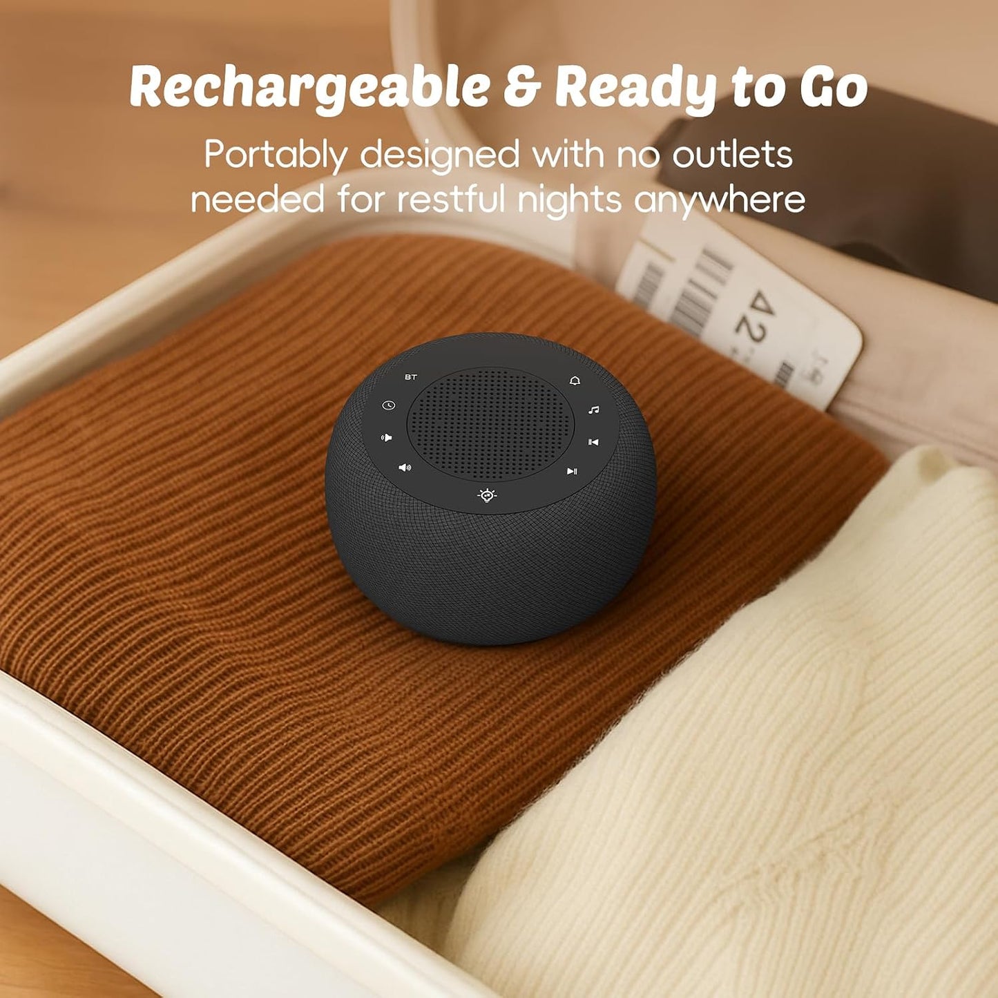 Alarm Clock with Sound Machine for Bedrooms – 2-in-1 White Noise Machine for Sleep, Gentle Wake-Up with Soft Alarm Sounds, Ambient Night Light, Plug-in, Sleep Better, Wake Gently