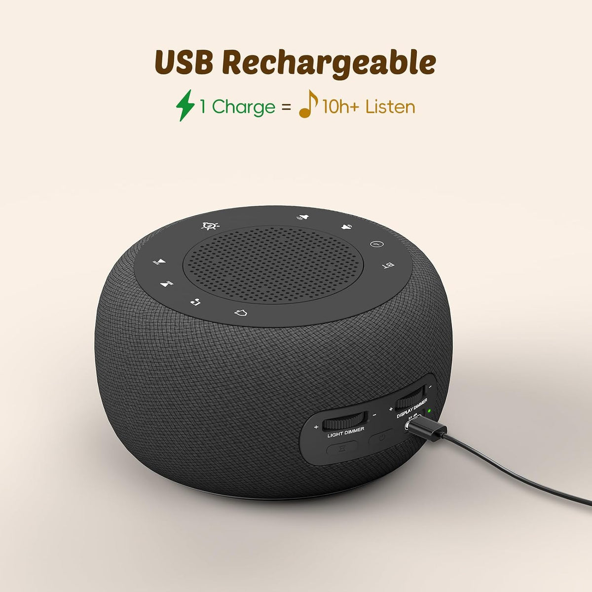 Alarm Clock with Sound Machine for Bedrooms – 2-in-1 White Noise Machine for Sleep, Gentle Wake-Up with Soft Alarm Sounds, Ambient Night Light, Plug-in, Sleep Better, Wake Gently