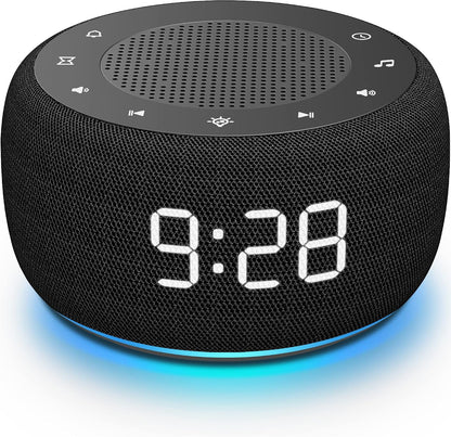 Alarm Clock with Sound Machine for Bedrooms – 2-in-1 White Noise Machine for Sleep, Gentle Wake-Up with Soft Alarm Sounds, Ambient Night Light, Plug-in, Sleep Better, Wake Gently