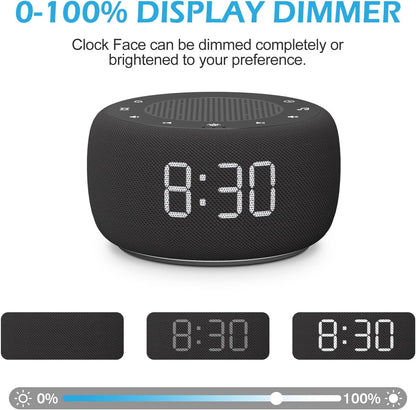Alarm Clock with Sound Machine for Bedrooms – 2-in-1 White Noise Machine for Sleep, Gentle Wake-Up with Soft Alarm Sounds, Ambient Night Light, Plug-in, Sleep Better, Wake Gently
