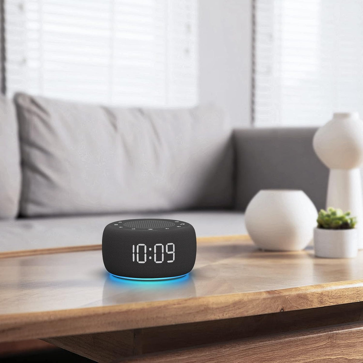 Alarm Clock with Sound Machine for Bedrooms – 2-in-1 White Noise Machine for Sleep, Gentle Wake-Up with Soft Alarm Sounds, Ambient Night Light, Plug-in, Sleep Better, Wake Gently