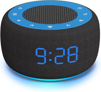 Alarm Clock with Sound Machine for Bedrooms – 2-in-1 White Noise Machine for Sleep, Gentle Wake-Up with Soft Alarm Sounds, Ambient Night Light, Plug-in, Sleep Better, Wake Gently