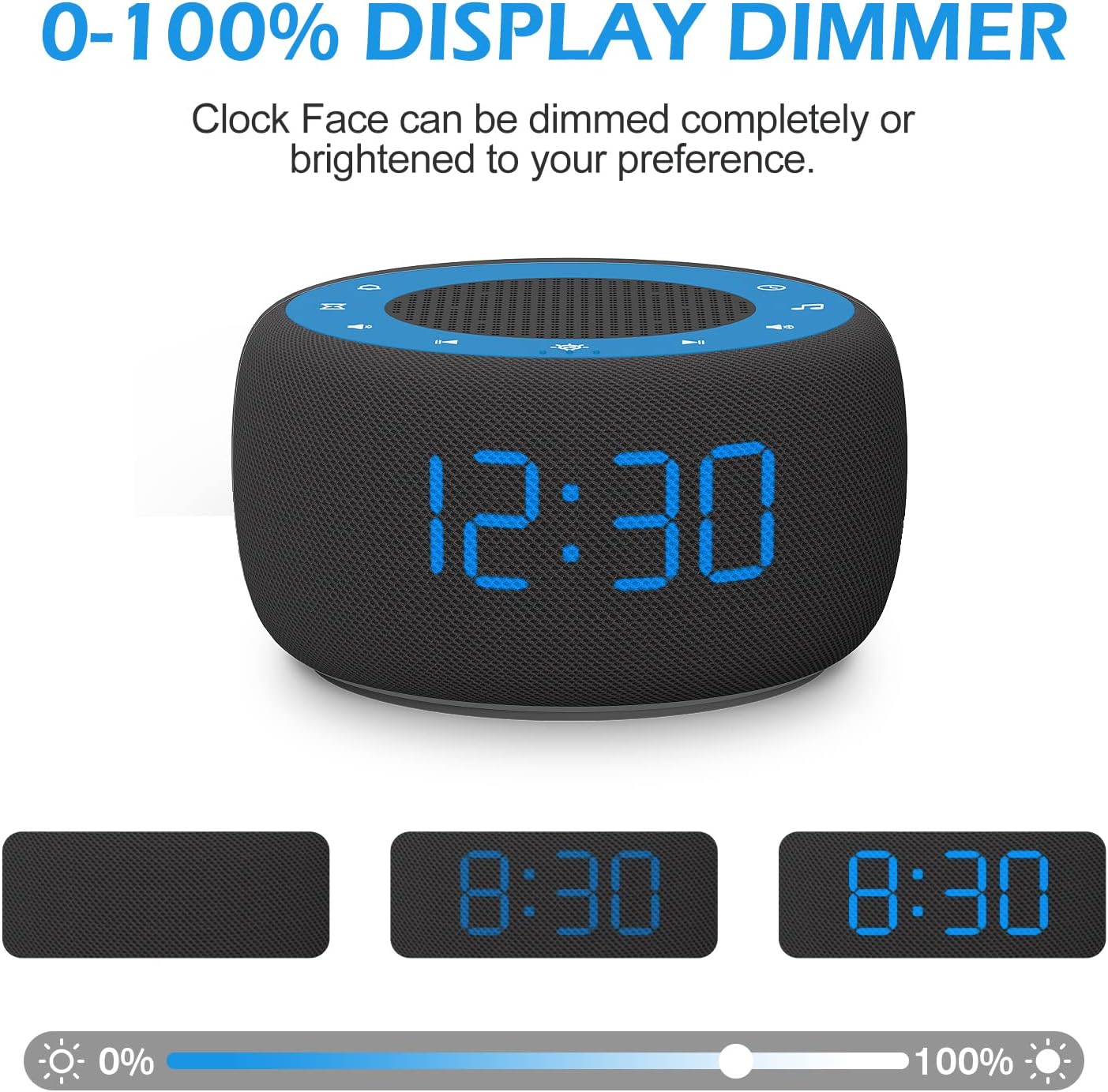 Alarm Clock with Sound Machine for Bedrooms – 2-in-1 White Noise Machine for Sleep, Gentle Wake-Up with Soft Alarm Sounds, Ambient Night Light, Plug-in, Sleep Better, Wake Gently