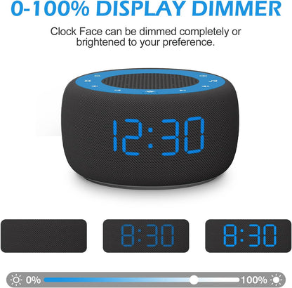 Alarm Clock with Sound Machine for Bedrooms – 2-in-1 White Noise Machine for Sleep, Gentle Wake-Up with Soft Alarm Sounds, Ambient Night Light, Plug-in, Sleep Better, Wake Gently