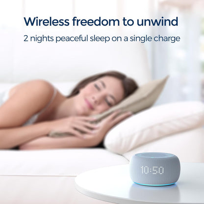 Alarm Clock with Sound Machine for Bedrooms – 2-in-1 White Noise Machine for Sleep, Gentle Wake-Up with Soft Alarm Sounds, Ambient Night Light, Plug-in, Sleep Better, Wake Gently