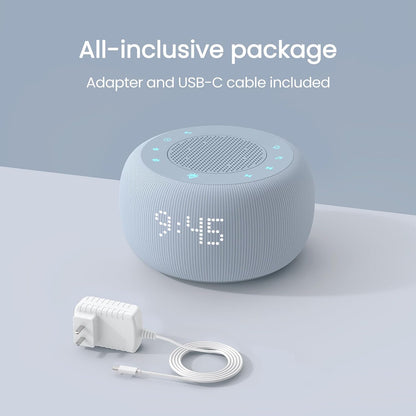 Alarm Clock with Sound Machine for Bedrooms – 2-in-1 White Noise Machine for Sleep, Gentle Wake-Up with Soft Alarm Sounds, Ambient Night Light, Plug-in, Sleep Better, Wake Gently