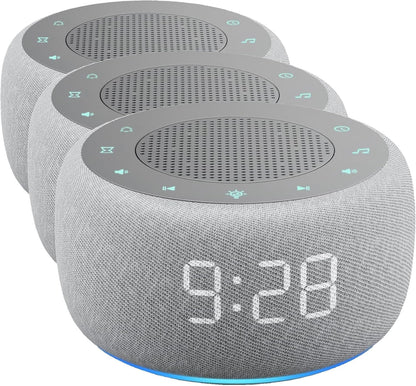 Alarm Clock with Sound Machine for Bedrooms – 2-in-1 White Noise Machine for Sleep, Gentle Wake-Up with Soft Alarm Sounds, Ambient Night Light, Plug-in, Sleep Better, Wake Gently