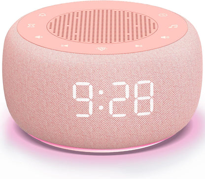 Alarm Clock with Sound Machine for Bedrooms – 2-in-1 White Noise Machine for Sleep, Gentle Wake-Up with Soft Alarm Sounds, Ambient Night Light, Plug-in, Sleep Better, Wake Gently