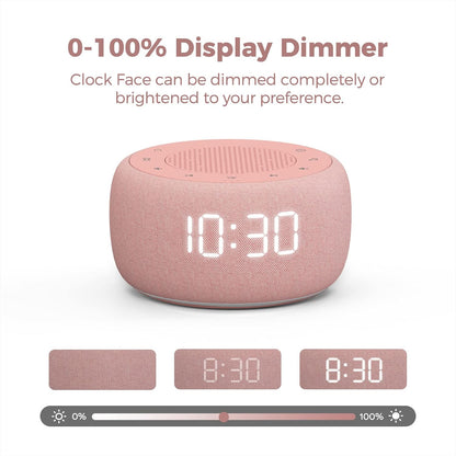 Alarm Clock with Sound Machine for Bedrooms – 2-in-1 White Noise Machine for Sleep, Gentle Wake-Up with Soft Alarm Sounds, Ambient Night Light, Plug-in, Sleep Better, Wake Gently