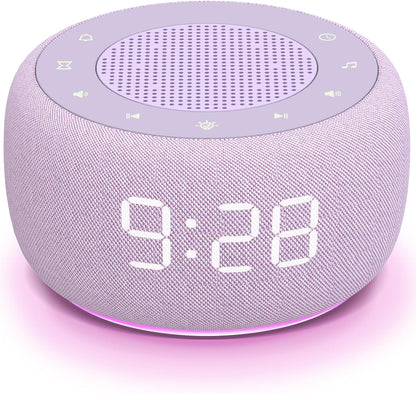 Alarm Clock with Sound Machine for Bedrooms – 2-in-1 White Noise Machine for Sleep, Gentle Wake-Up with Soft Alarm Sounds, Ambient Night Light, Plug-in, Sleep Better, Wake Gently
