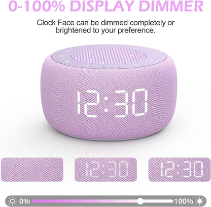 Alarm Clock with Sound Machine for Bedrooms – 2-in-1 White Noise Machine for Sleep, Gentle Wake-Up with Soft Alarm Sounds, Ambient Night Light, Plug-in, Sleep Better, Wake Gently