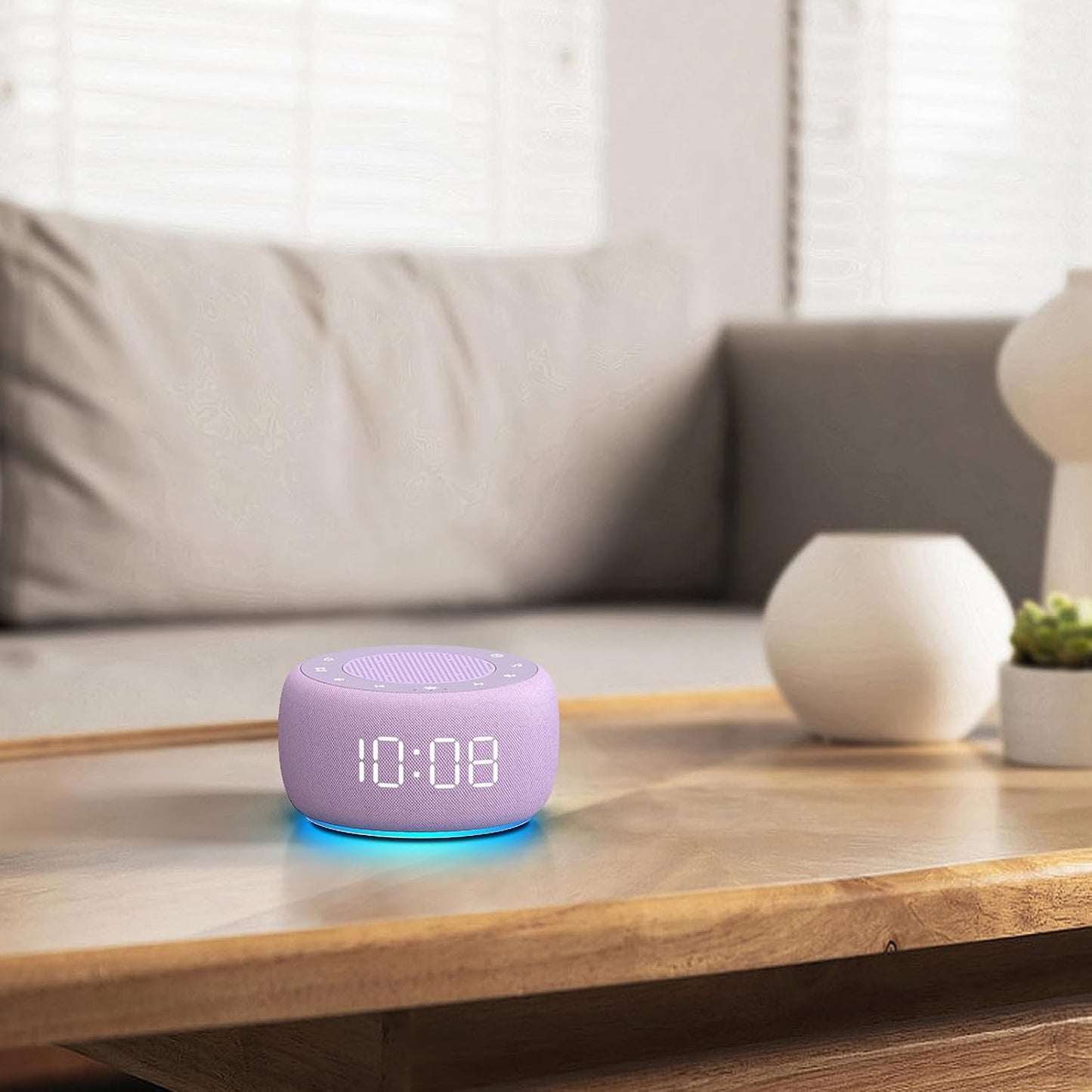 Alarm Clock with Sound Machine for Bedrooms – 2-in-1 White Noise Machine for Sleep, Gentle Wake-Up with Soft Alarm Sounds, Ambient Night Light, Plug-in, Sleep Better, Wake Gently