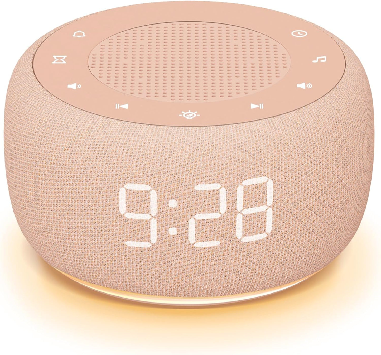 Alarm Clock with Sound Machine for Bedrooms – 2-in-1 White Noise Machine for Sleep, Gentle Wake-Up with Soft Alarm Sounds, Ambient Night Light, Plug-in, Sleep Better, Wake Gently