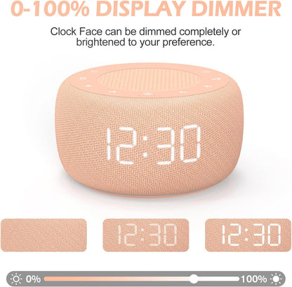 Alarm Clock with Sound Machine for Bedrooms – 2-in-1 White Noise Machine for Sleep, Gentle Wake-Up with Soft Alarm Sounds, Ambient Night Light, Plug-in, Sleep Better, Wake Gently