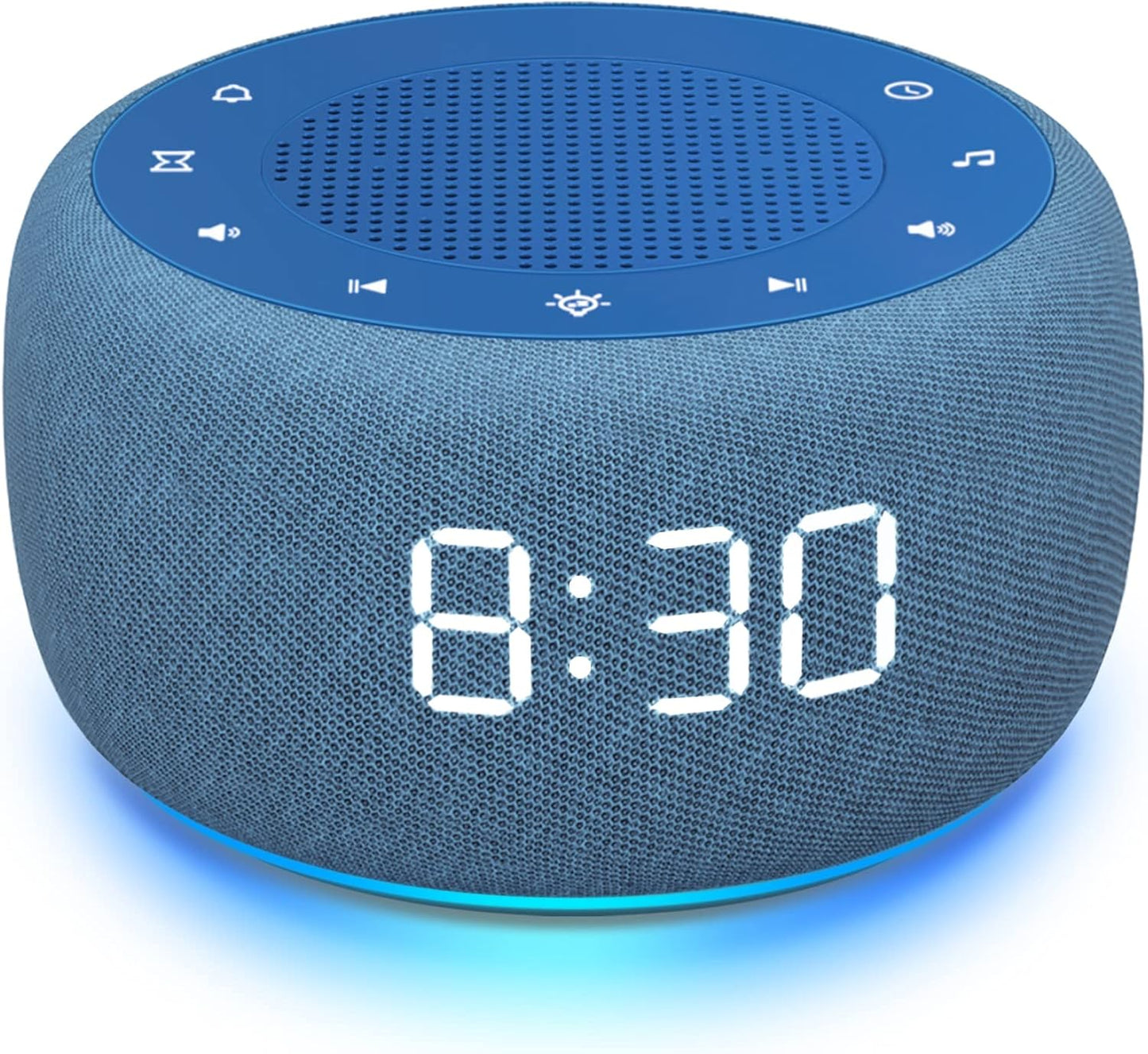 Alarm Clock with Sound Machine for Bedrooms – 2-in-1 White Noise Machine for Sleep, Gentle Wake-Up with Soft Alarm Sounds, Ambient Night Light, Plug-in, Sleep Better, Wake Gently