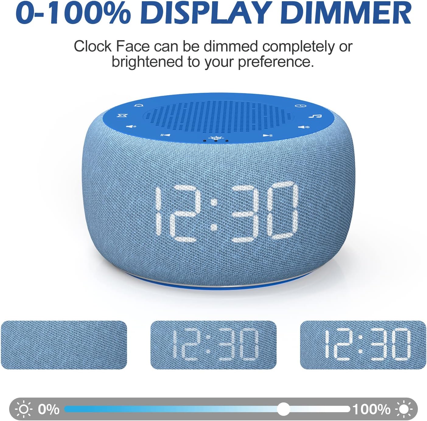 Alarm Clock with Sound Machine for Bedrooms – 2-in-1 White Noise Machine for Sleep, Gentle Wake-Up with Soft Alarm Sounds, Ambient Night Light, Plug-in, Sleep Better, Wake Gently