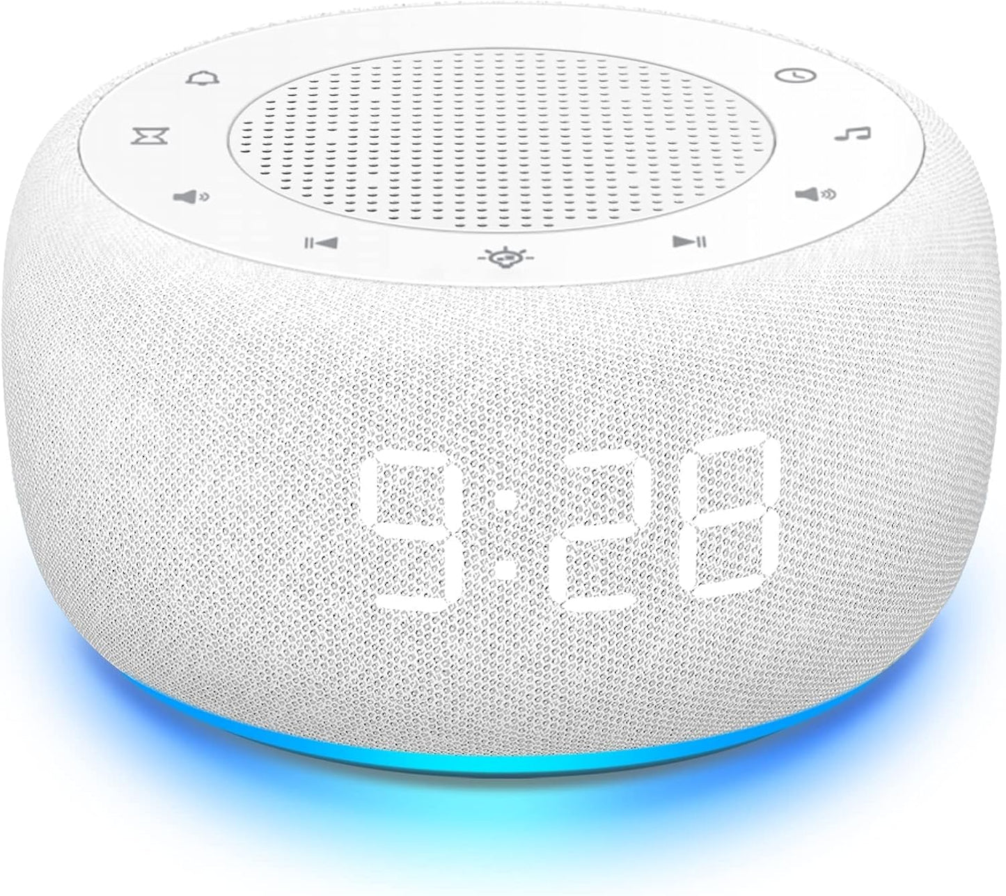 Alarm Clock with Sound Machine for Bedrooms – 2-in-1 White Noise Machine for Sleep, Gentle Wake-Up with Soft Alarm Sounds, Ambient Night Light, Plug-in, Sleep Better, Wake Gently
