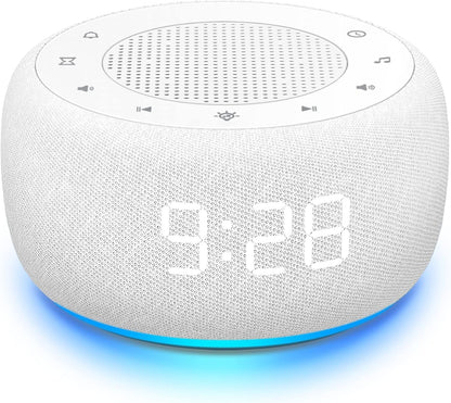 Alarm Clock with Sound Machine for Bedrooms – 2-in-1 White Noise Machine for Sleep, Gentle Wake-Up with Soft Alarm Sounds, Ambient Night Light, Plug-in, Sleep Better, Wake Gently