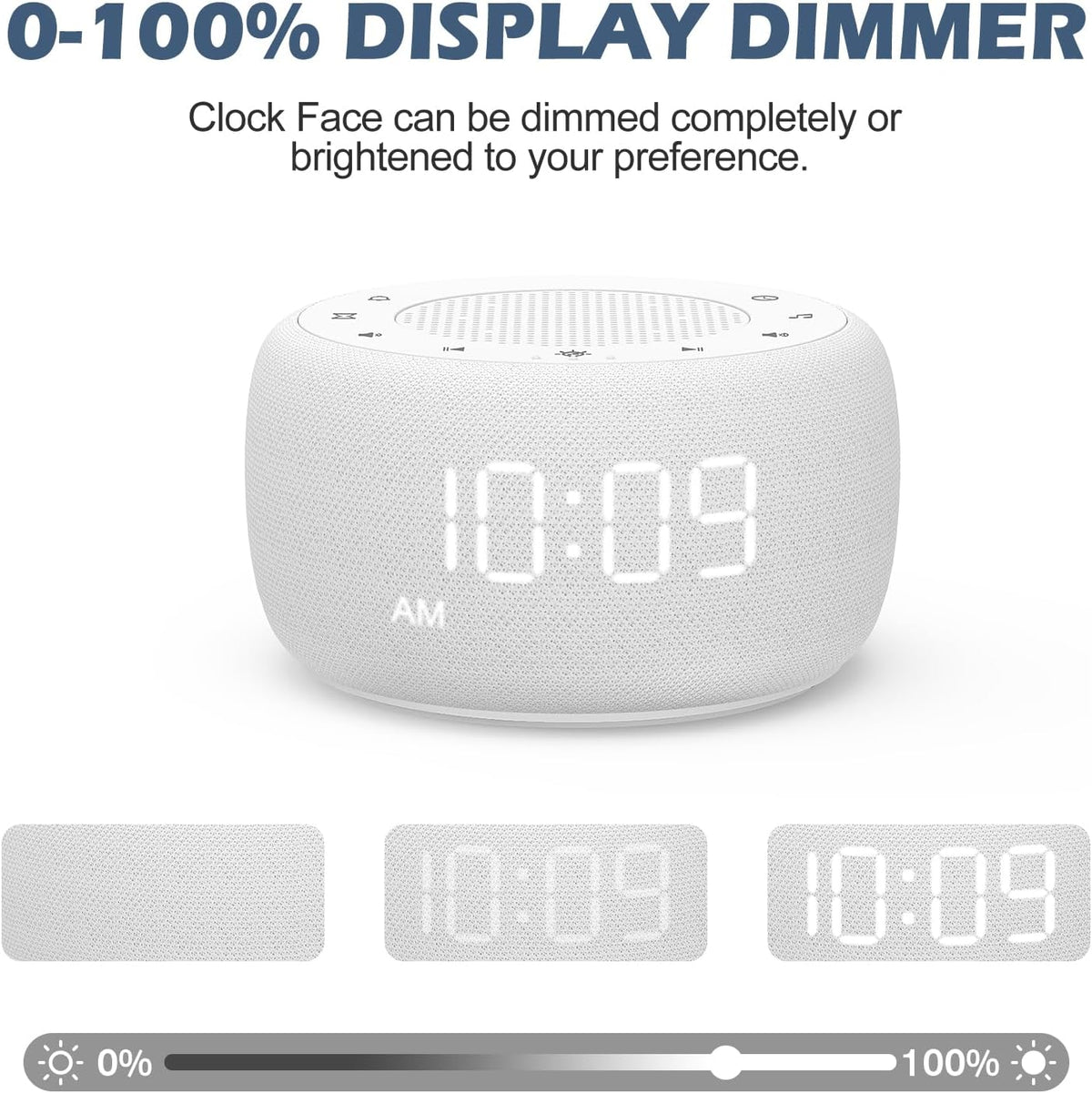 Alarm Clock with Sound Machine for Bedrooms – 2-in-1 White Noise Machine for Sleep, Gentle Wake-Up with Soft Alarm Sounds, Ambient Night Light, Plug-in, Sleep Better, Wake Gently