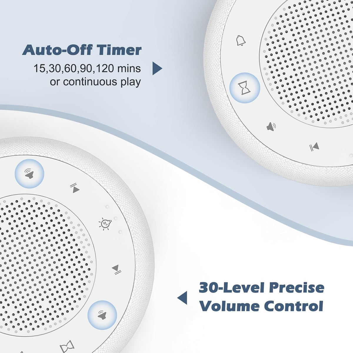 Alarm Clock with Sound Machine for Bedrooms – 2-in-1 White Noise Machine for Sleep, Gentle Wake-Up with Soft Alarm Sounds, Ambient Night Light, Plug-in, Sleep Better, Wake Gently