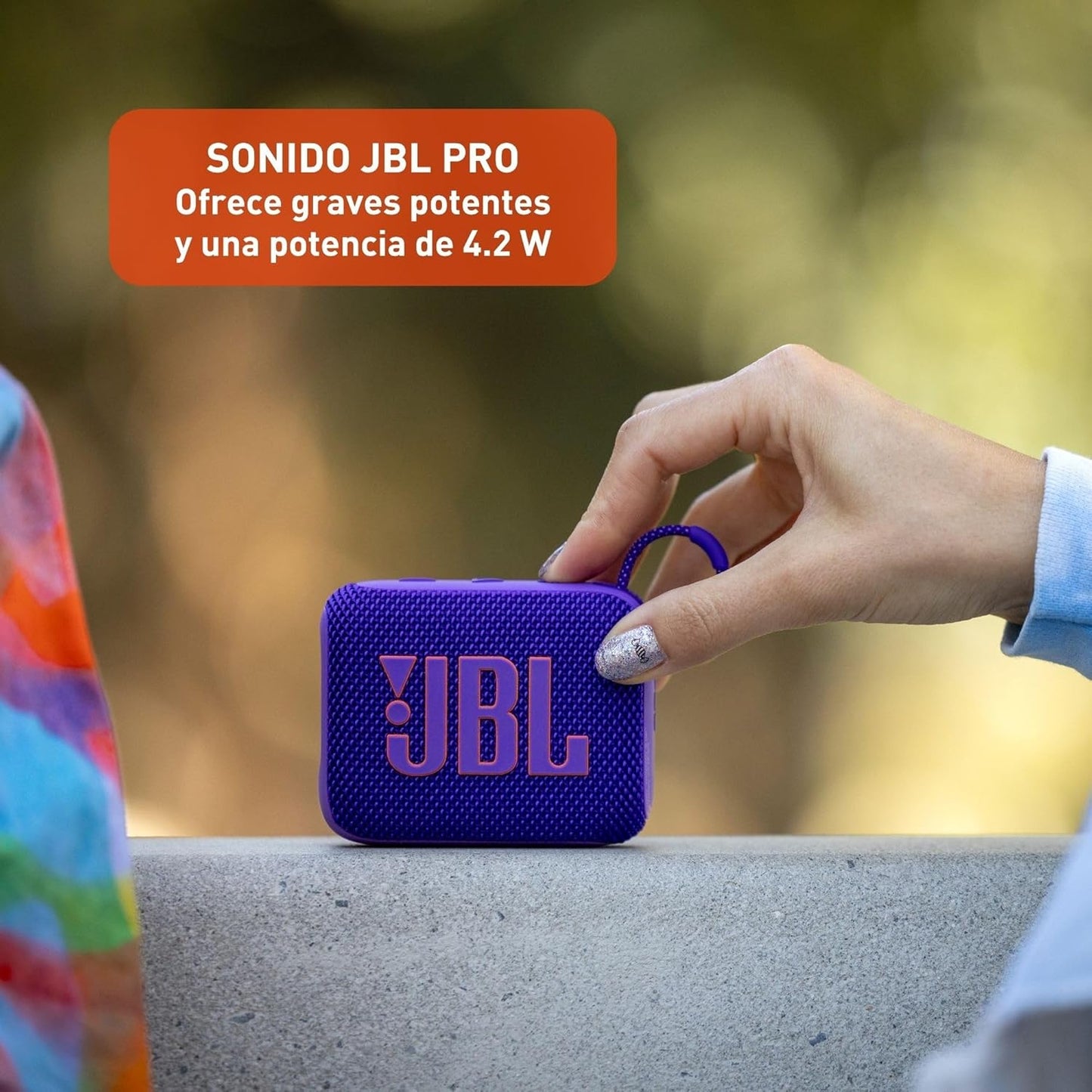 Go 4 - Ultra-Portable, Waterproof and Dustproof Bluetooth Speaker, Big Pro Sound with Punchy bass, 7-Hour Built-in Battery, Made in Part with Recycled Materials (Purple)