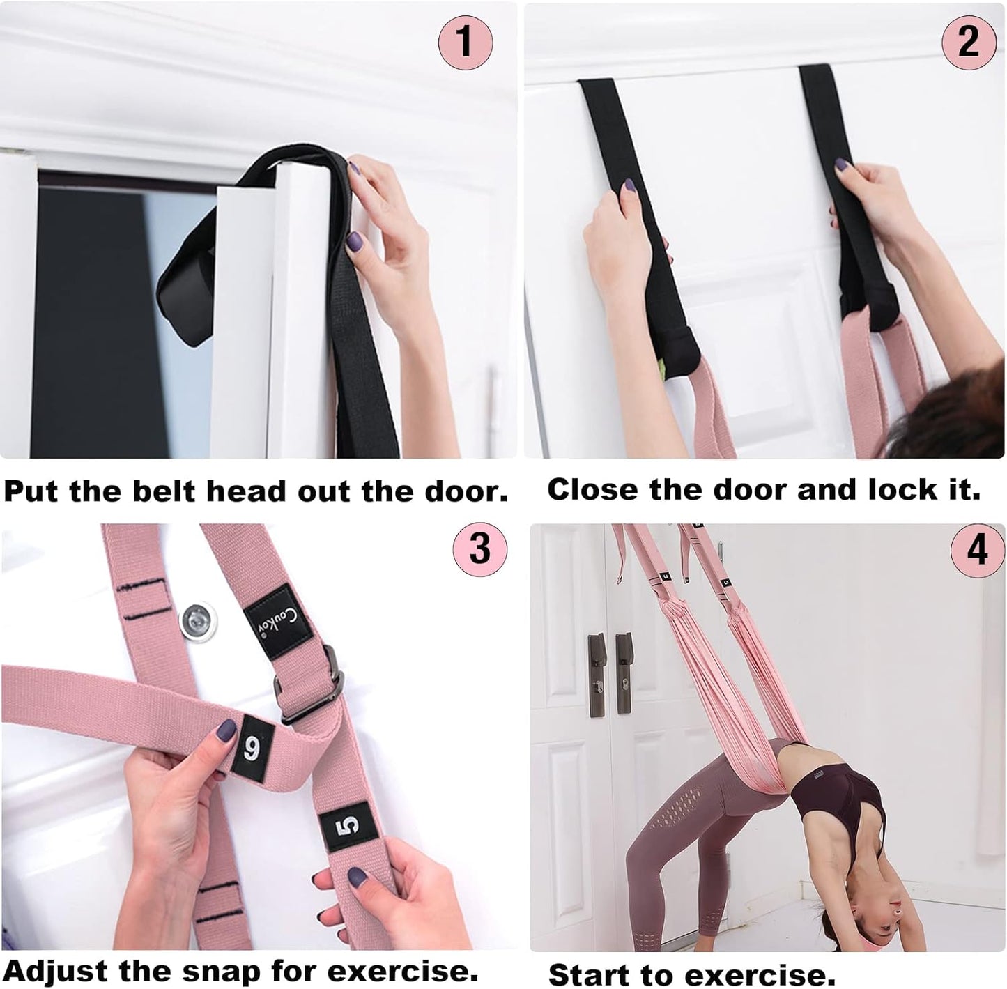 Leg Stretcher Strap, Backbend Training Belt with Door Anchor, Flexibility Trainer Stretching Equipment Assist Stretch Strap for Fitness Gymnastics Dance Aerial Yoga Ballet