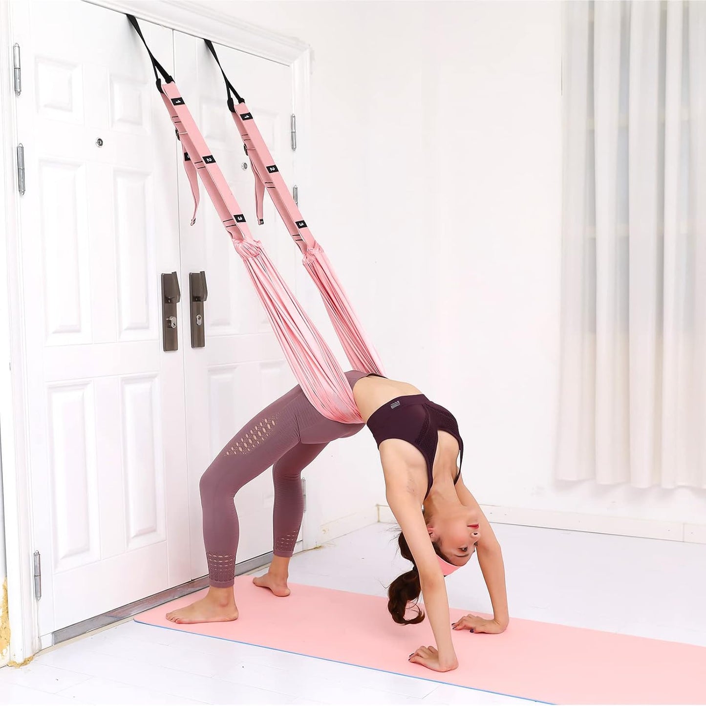 Leg Stretcher Strap, Backbend Training Belt with Door Anchor, Flexibility Trainer Stretching Equipment Assist Stretch Strap for Fitness Gymnastics Dance Aerial Yoga Ballet