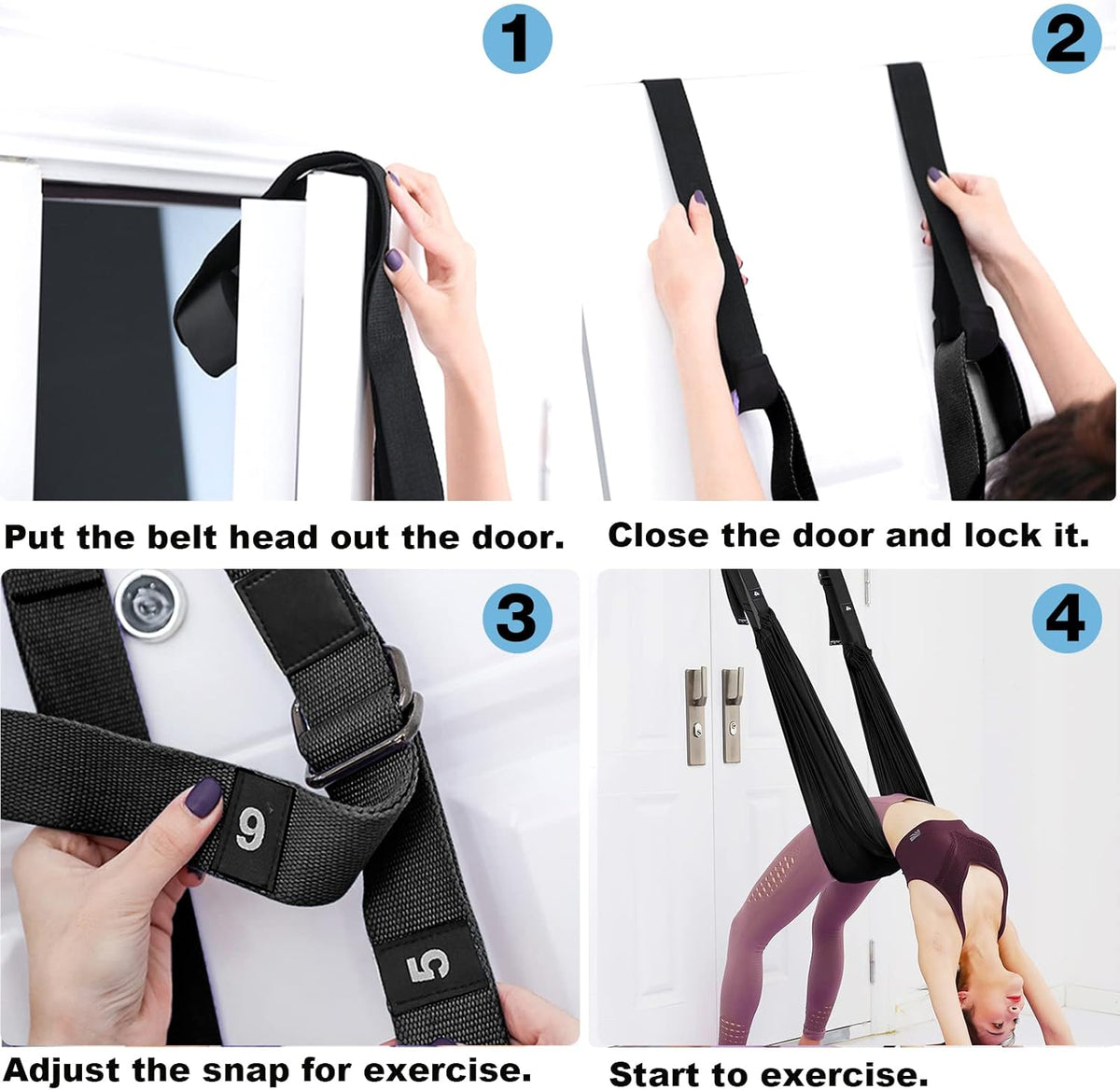 Leg Stretcher Strap, Backbend Training Belt with Door Anchor, Flexibility Trainer Stretching Equipment Assist Stretch Strap for Fitness Gymnastics Dance Aerial Yoga Ballet