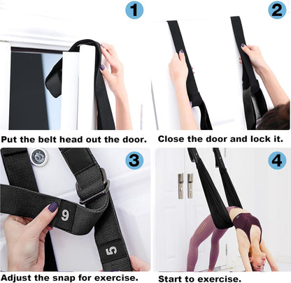 Leg Stretcher Strap, Backbend Training Belt with Door Anchor, Flexibility Trainer Stretching Equipment Assist Stretch Strap for Fitness Gymnastics Dance Aerial Yoga Ballet