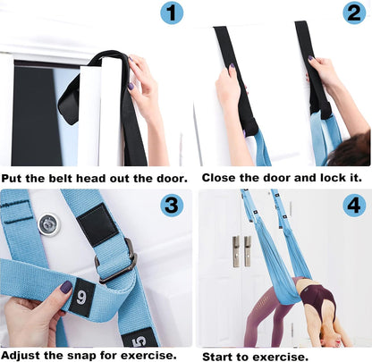 Leg Stretcher Strap, Backbend Training Belt with Door Anchor, Flexibility Trainer Stretching Equipment Assist Stretch Strap for Fitness Gymnastics Dance Aerial Yoga Ballet