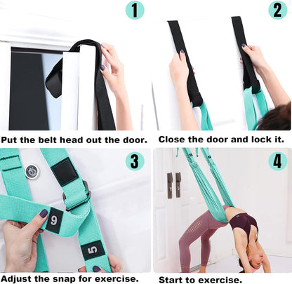 Leg Stretcher Strap, Backbend Training Belt with Door Anchor, Flexibility Trainer Stretching Equipment Assist Stretch Strap for Fitness Gymnastics Dance Aerial Yoga Ballet