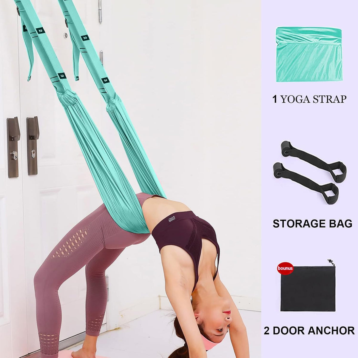 Leg Stretcher Strap, Backbend Training Belt with Door Anchor, Flexibility Trainer Stretching Equipment Assist Stretch Strap for Fitness Gymnastics Dance Aerial Yoga Ballet