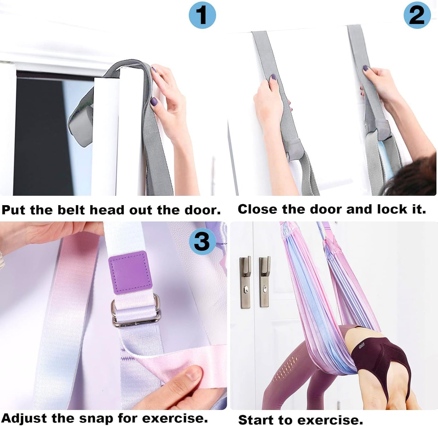Leg Stretcher Strap, Backbend Training Belt with Door Anchor, Flexibility Trainer Stretching Equipment Assist Stretch Strap for Fitness Gymnastics Dance Aerial Yoga Ballet