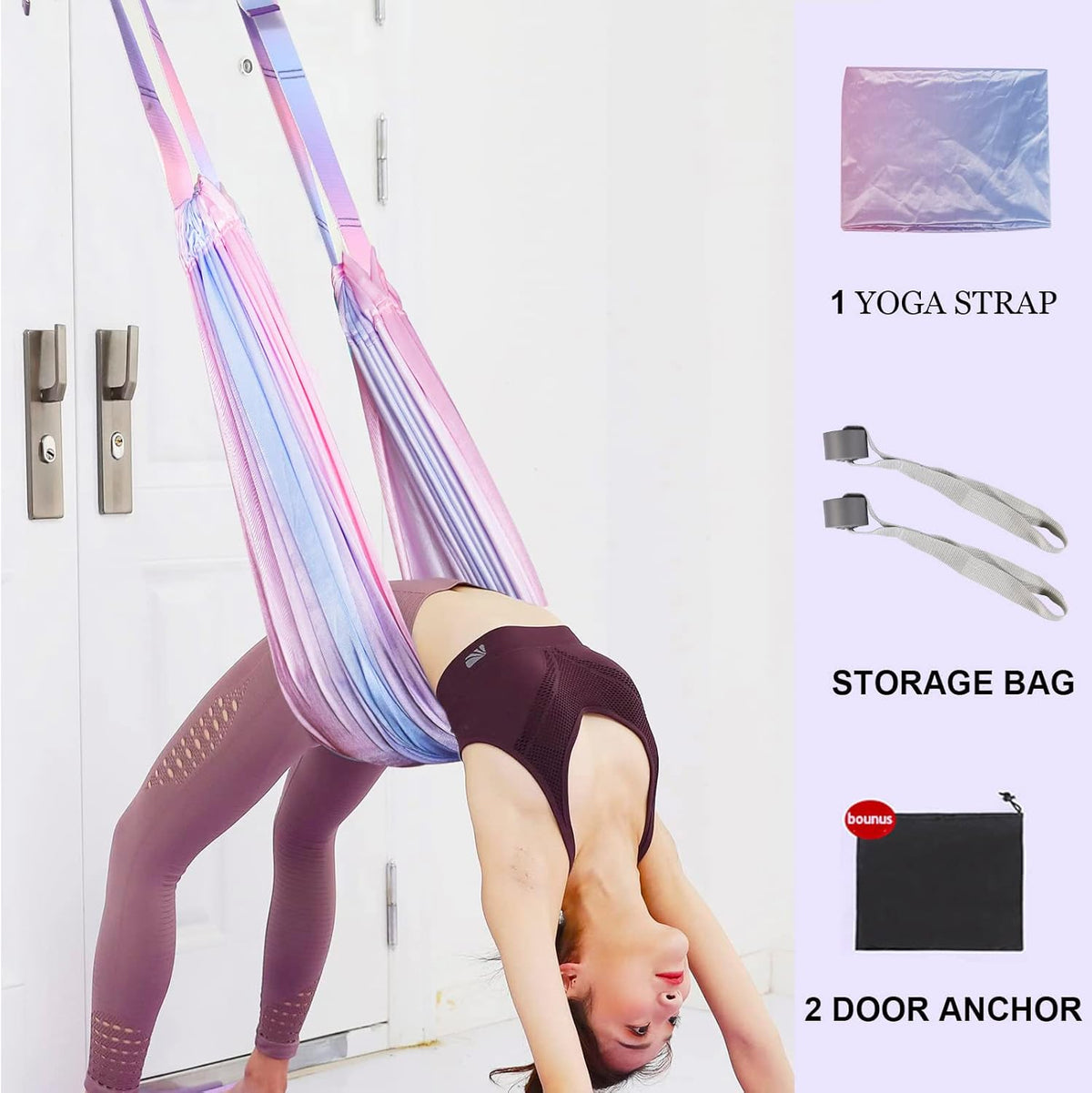 Leg Stretcher Strap, Backbend Training Belt with Door Anchor, Flexibility Trainer Stretching Equipment Assist Stretch Strap for Fitness Gymnastics Dance Aerial Yoga Ballet