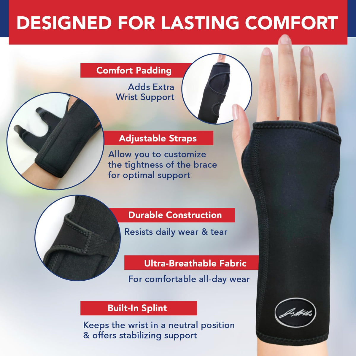 Doctor Developed Wrist Brace - Wrist wrap for Carpal Tunnel Arthritis,Tendonitis, Hand Support - Ideal for Fitness, Weightlifting - Handbook included (Pink (1 Pack)