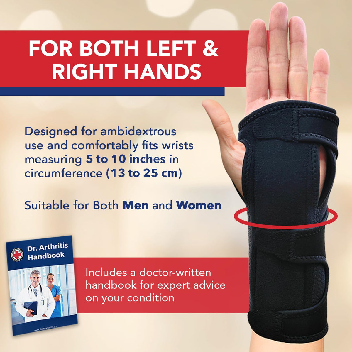 Doctor Developed Wrist Brace - Wrist wrap for Carpal Tunnel Arthritis,Tendonitis, Hand Support - Ideal for Fitness, Weightlifting - Handbook included (Pink (1 Pack)