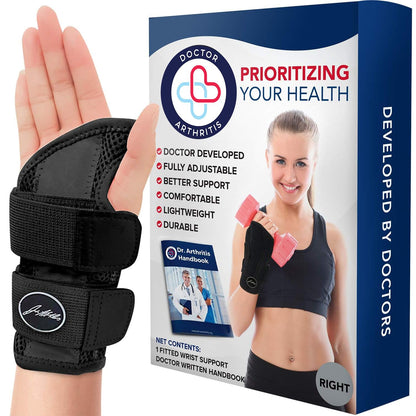 Doctor Developed Wrist Brace - Wrist wrap for Carpal Tunnel Arthritis,Tendonitis, Hand Support - Ideal for Fitness, Weightlifting - Handbook included (Pink (1 Pack)