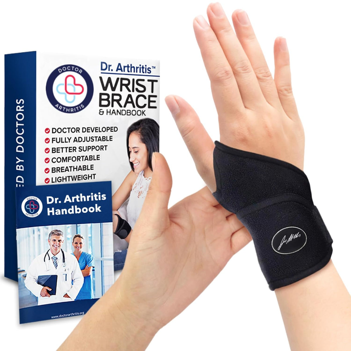 Doctor Developed Wrist Brace - Wrist wrap for Carpal Tunnel Arthritis,Tendonitis, Hand Support - Ideal for Fitness, Weightlifting - Handbook included (Pink (1 Pack)