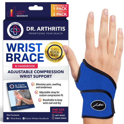 Doctor Developed Wrist Brace - Wrist wrap for Carpal Tunnel Arthritis,Tendonitis, Hand Support - Ideal for Fitness, Weightlifting - Handbook included (Pink (1 Pack)