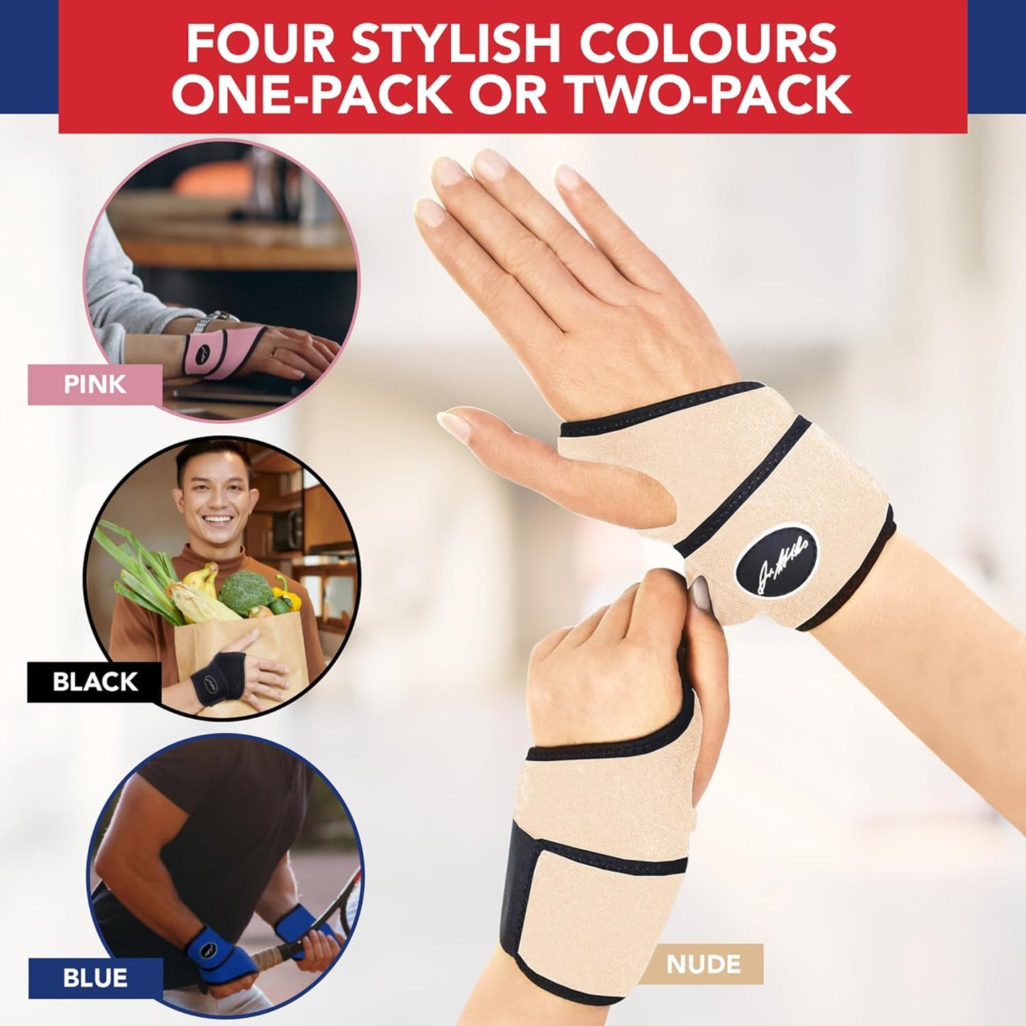 Doctor Developed Wrist Brace - Wrist wrap for Carpal Tunnel Arthritis,Tendonitis, Hand Support - Ideal for Fitness, Weightlifting - Handbook included (Pink (1 Pack)