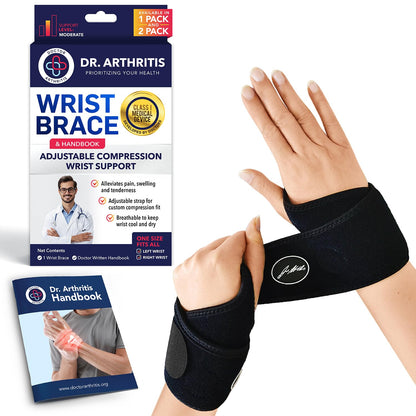 Doctor Developed Wrist Brace - Wrist wrap for Carpal Tunnel Arthritis,Tendonitis, Hand Support - Ideal for Fitness, Weightlifting - Handbook included (Pink (1 Pack)
