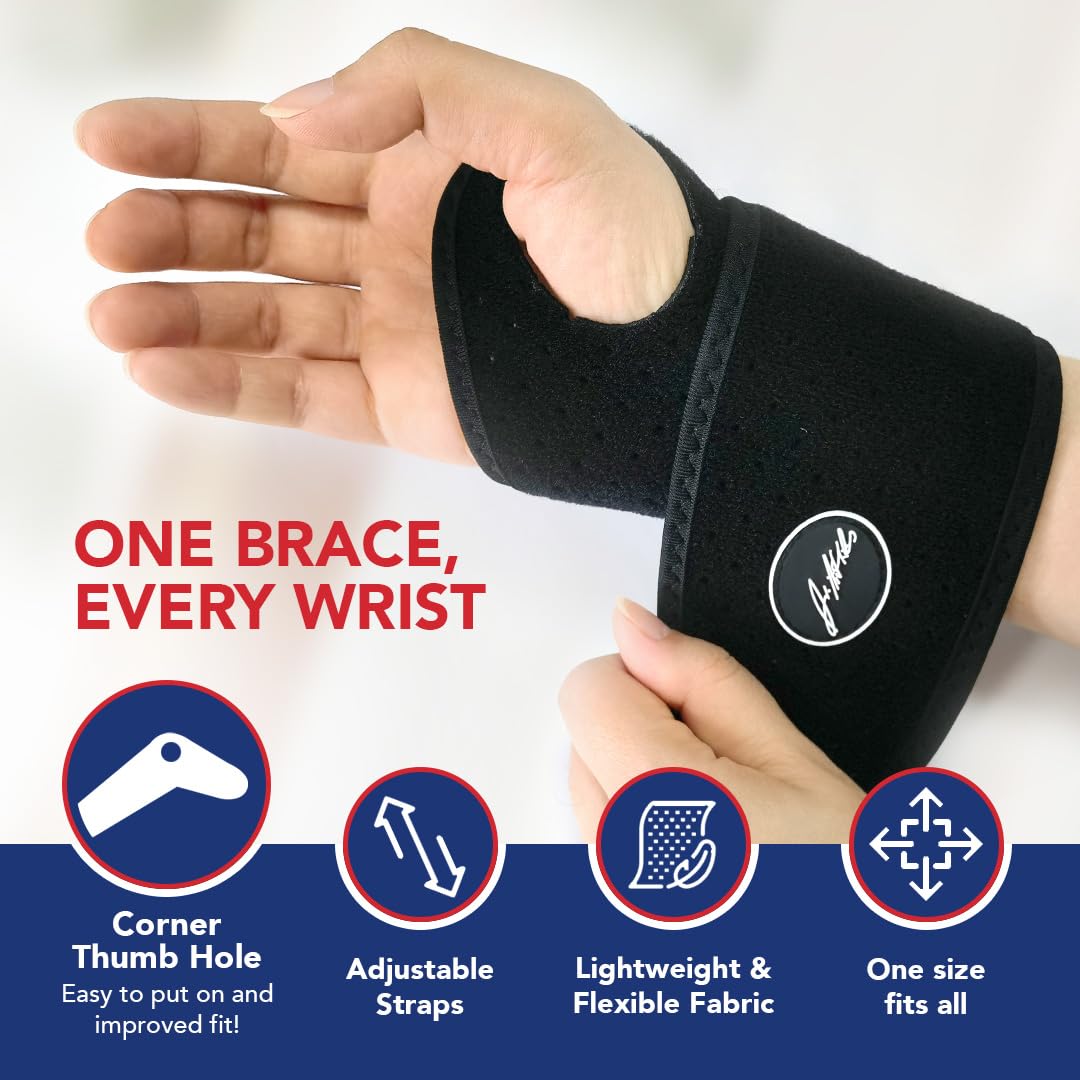 Doctor Developed Wrist Brace - Wrist wrap for Carpal Tunnel Arthritis,Tendonitis, Hand Support - Ideal for Fitness, Weightlifting - Handbook included (Pink (1 Pack)