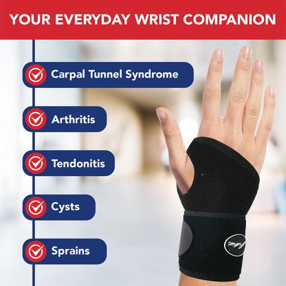 Doctor Developed Wrist Brace - Wrist wrap for Carpal Tunnel Arthritis,Tendonitis, Hand Support - Ideal for Fitness, Weightlifting - Handbook included (Pink (1 Pack)