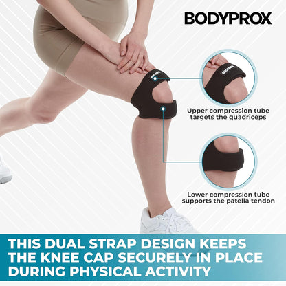 Patellar Tendon Support Strap (Large), Knee Pain Relief Adjustable Neoprene Knee Strap for Running, Arthritis, Jumper, Tennis Injury Recovery