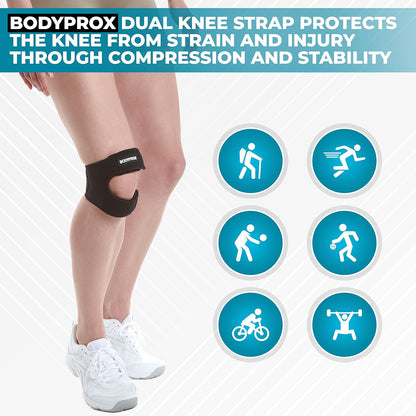 Patellar Tendon Support Strap (Large), Knee Pain Relief Adjustable Neoprene Knee Strap for Running, Arthritis, Jumper, Tennis Injury Recovery