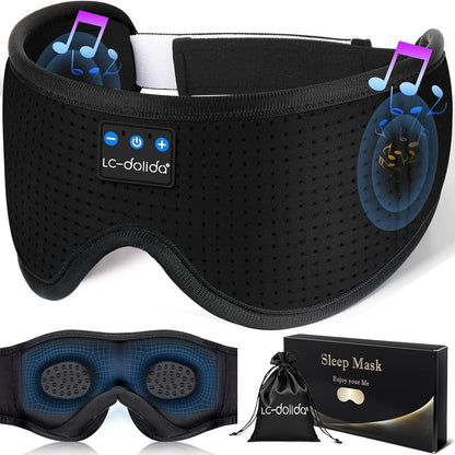 Sleep Headphones, 3D Sleep Mask Bluetooth Wireless Music Eye Mask, Sleeping Headphones for Side Sleepers Sleep Mask with Bluetooth Headphones Ultra-Thin Stereo Speakers Perfect for Sleeping