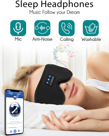 Sleep Headphones, 3D Sleep Mask Bluetooth Wireless Music Eye Mask, Sleeping Headphones for Side Sleepers Sleep Mask with Bluetooth Headphones Ultra-Thin Stereo Speakers Perfect for Sleeping